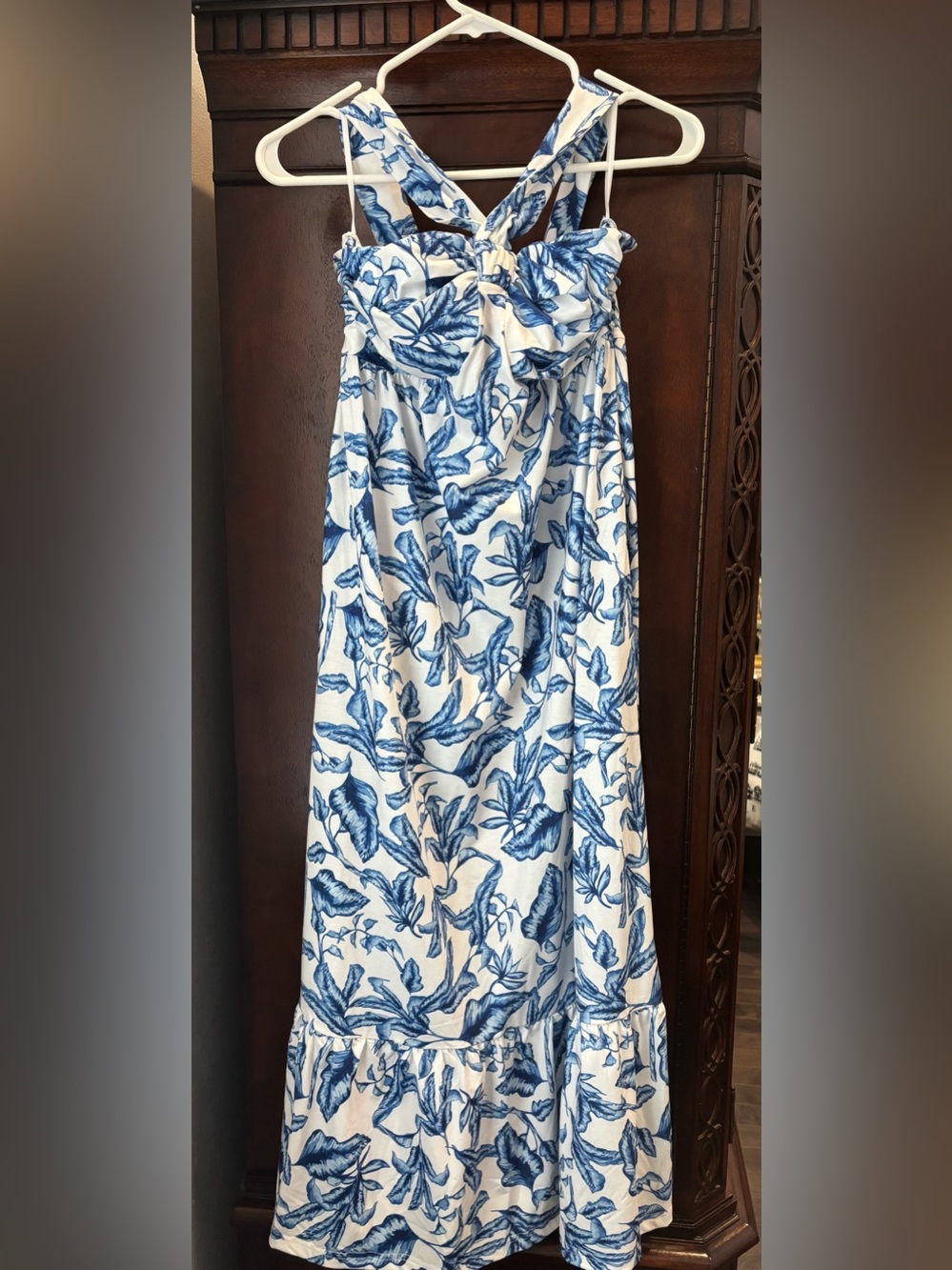 Grace Karin Blue Botanical Maxi Dress